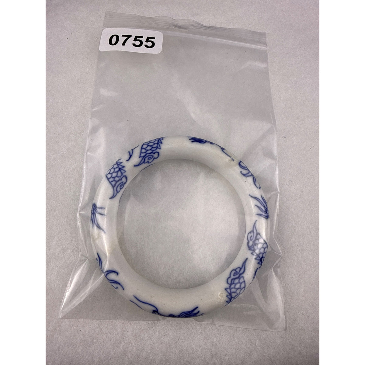 Chinese-Inspired Ceramic Dragon Blue & White Bangle Bracelet Round 8" Diameter