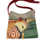 Icon Los Angeles Genuine Leather Bag "Golf Sur Mer" Art Design In Red & Beige