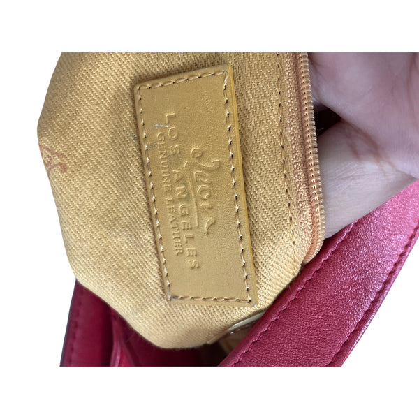 Icon Los Angeles Genuine Leather Bag "Golf Sur Mer" Art Design In Red & Beige