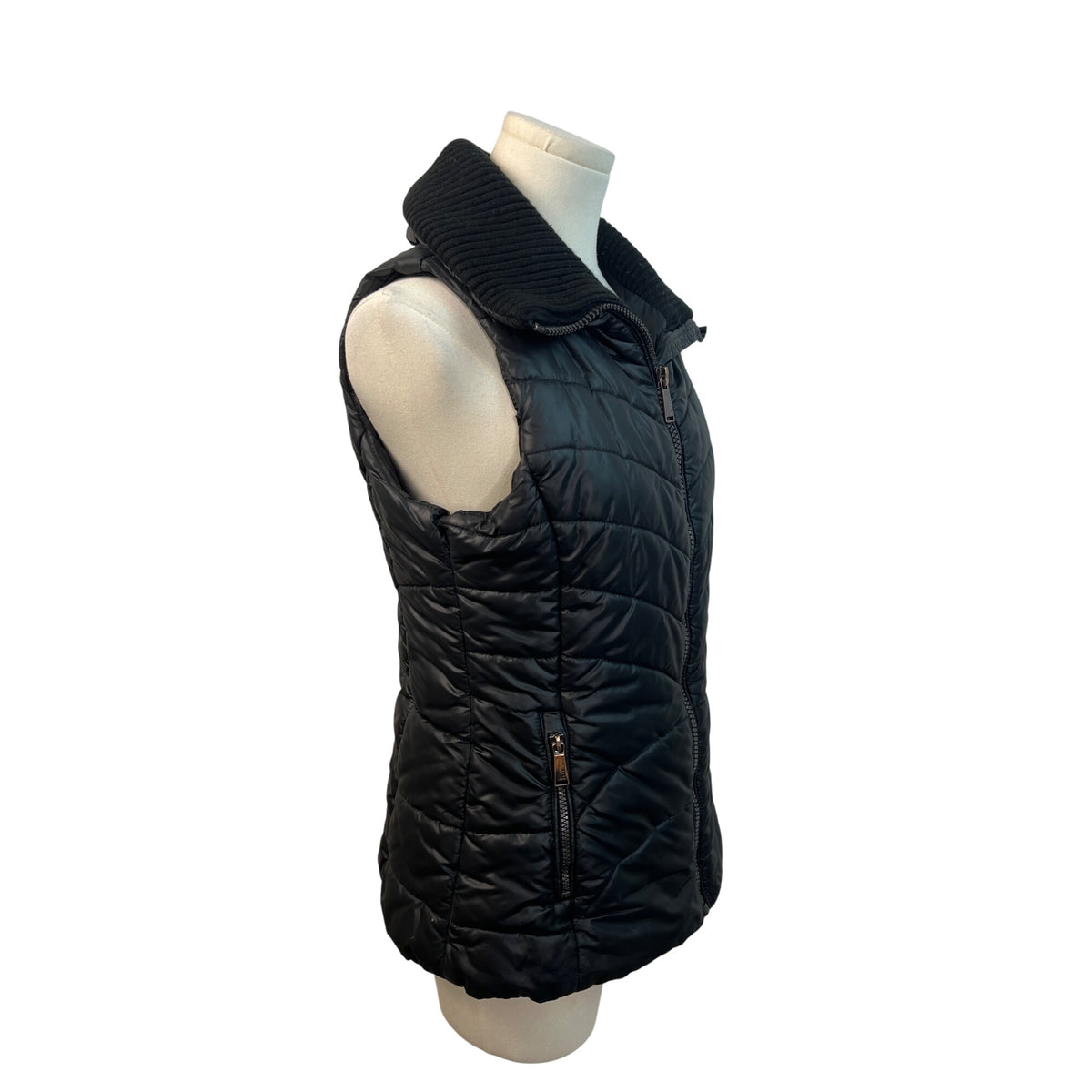 BCBG Generation Womens Black Quilted Zip-Up Puffer Vest Sz S