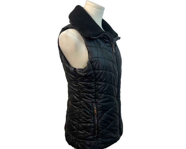 BCBG Generation Womens Black Quilted Zip-Up Puffer Vest Sz S