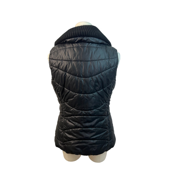 BCBG Generation Womens Black Quilted Zip-Up Puffer Vest Sz S