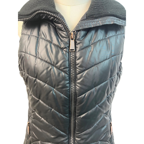 BCBG Generation Womens Black Quilted Zip-Up Puffer Vest Sz S