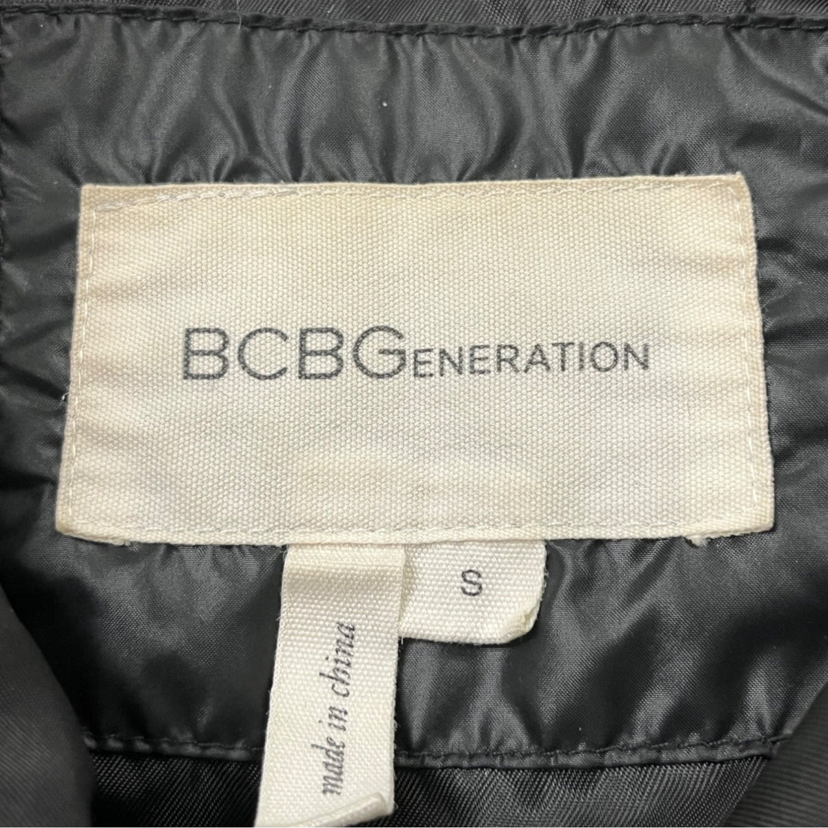 BCBG Generation Womens Black Quilted Zip-Up Puffer Vest Sz S