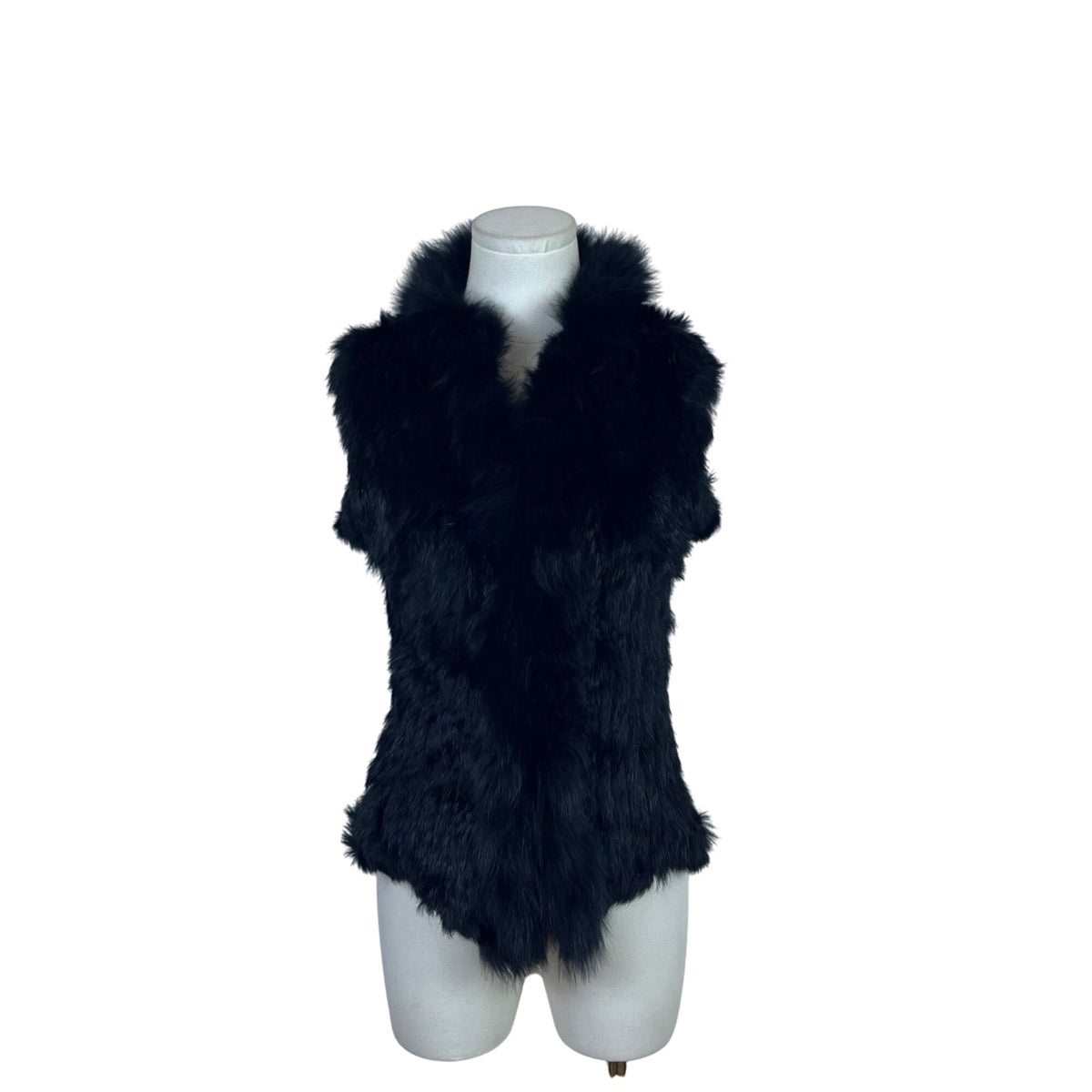 Love Token Womens Black Rabbit & Fox Fur Vest Sz XS