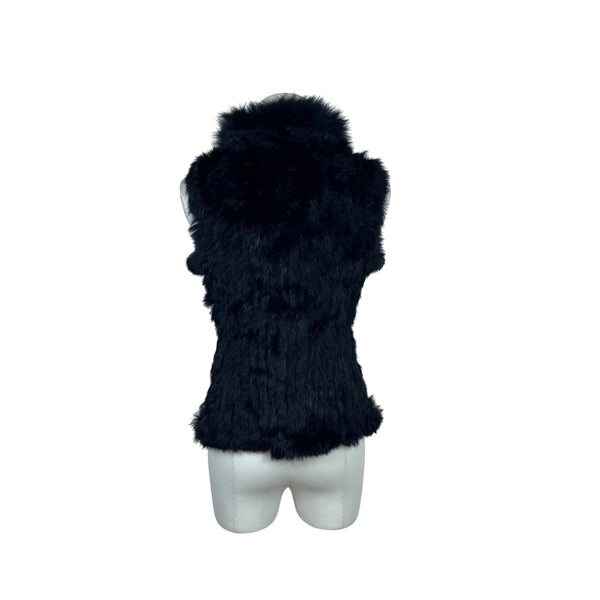 Love Token Womens Black Rabbit & Fox Fur Vest Sz XS