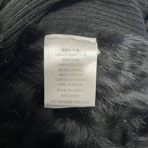 Love Token Womens Black Rabbit & Fox Fur Vest Sz XS
