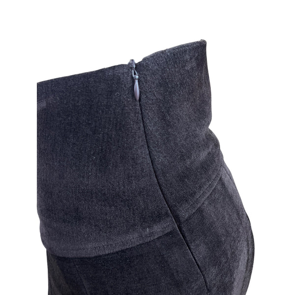 57 Collection Women's Charcoal Velvet and Embroidered A-Line Skirt Size 12