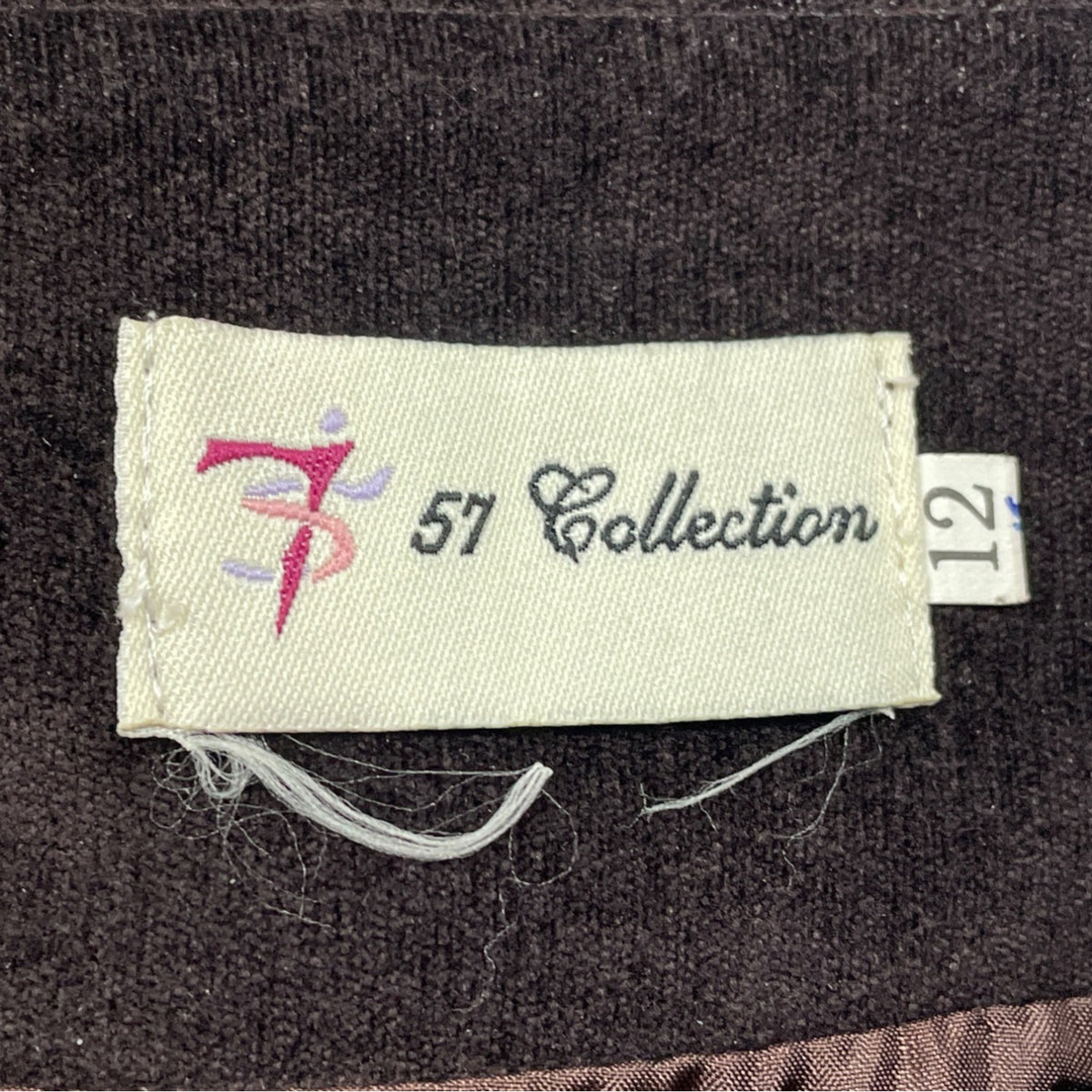 57 Collection Women's Charcoal Velvet and Embroidered A-Line Skirt Size 12
