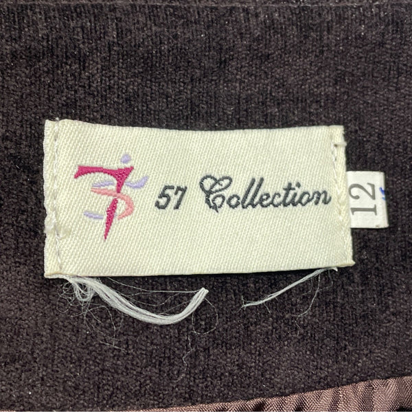 57 Collection Women's Charcoal Velvet and Embroidered A-Line Skirt Size 12