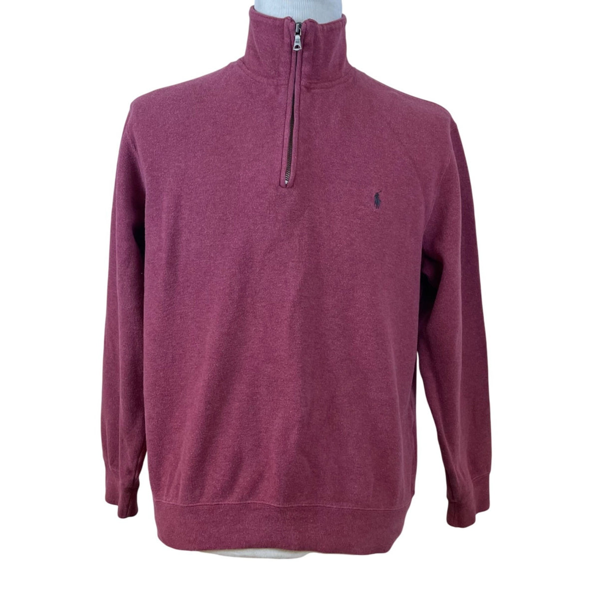 Ralph Lauren Mens Red cotton Half-Zip Pullover Sweater Stylish Classic Warm Sz L