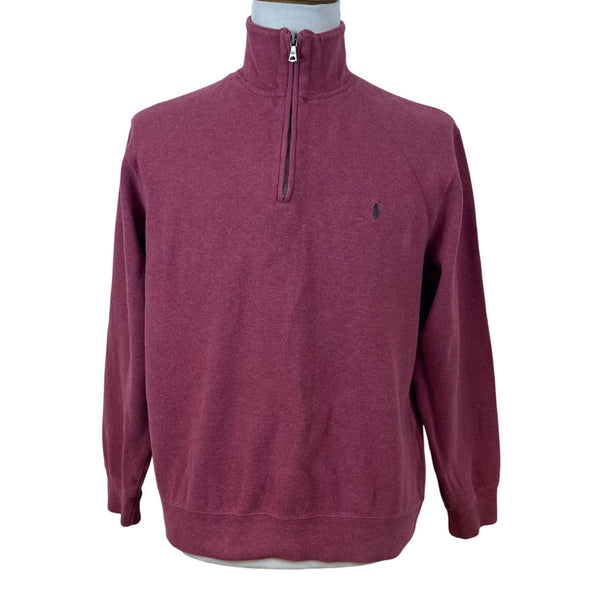 Ralph Lauren Mens Red cotton Half-Zip Pullover Sweater Stylish Classic Warm Sz L