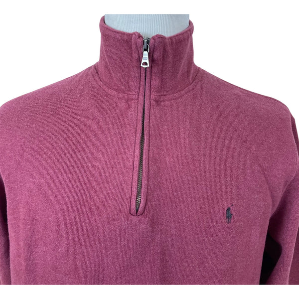 Ralph Lauren Mens Red cotton Half-Zip Pullover Sweater Stylish Classic Warm Sz L