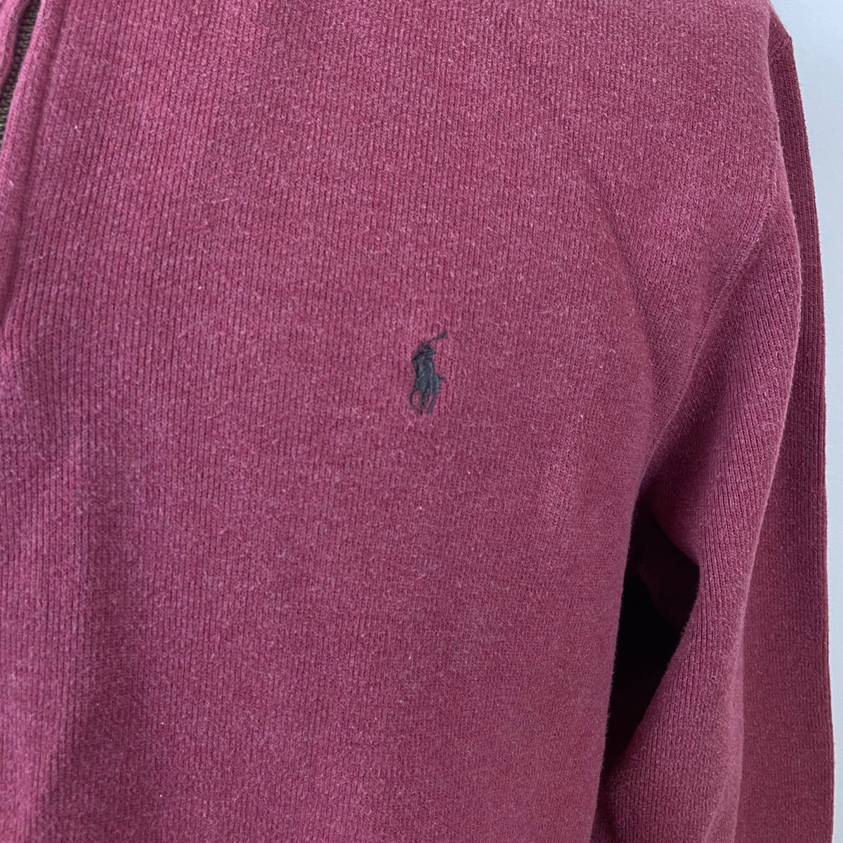 Ralph Lauren Mens Red cotton Half-Zip Pullover Sweater Stylish Classic Warm Sz L