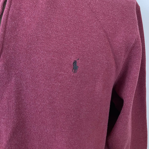 Ralph Lauren Mens Red cotton Half-Zip Pullover Sweater Stylish Classic Warm Sz L