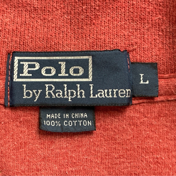 Ralph Lauren Mens Red cotton Half-Zip Pullover Sweater Stylish Classic Warm Sz L