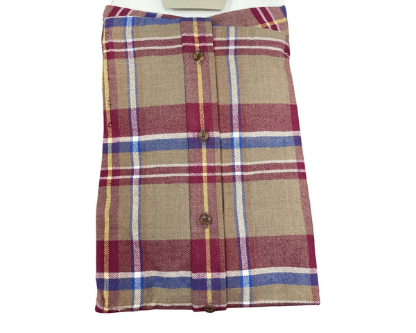 Vtg 90s Arrow Sport Plaid Button-Down Long Sleeve Shirt Red Beige Blue Sz M New