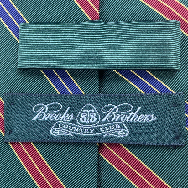 Vintage Brooks Brothers Green Silk Striped Tie Classic Country Club Style