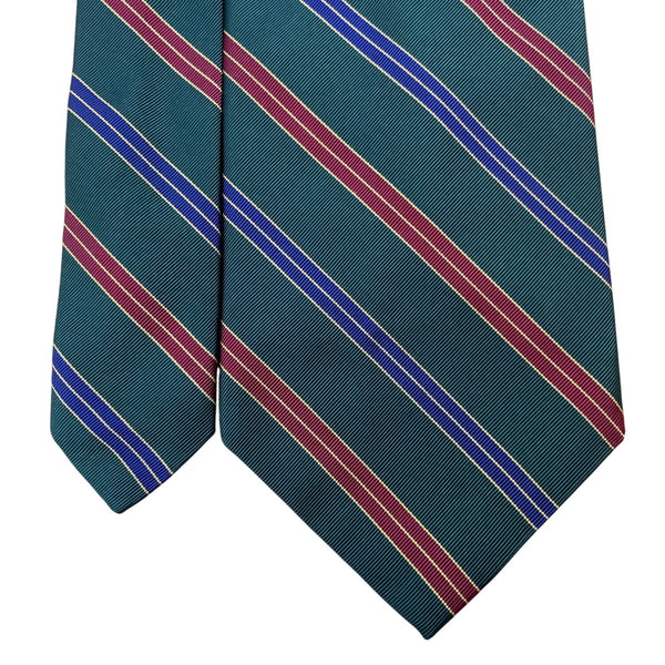 Vintage Brooks Brothers Green Silk Striped Tie Classic Country Club Style