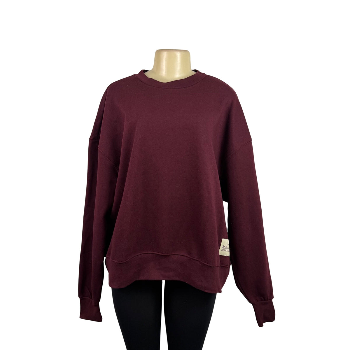 WeWoreWhat Womens Burgundy Cotton Blend Oversized Crewneck Sweatshirt Size XL