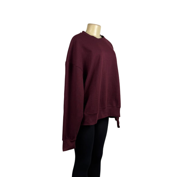 WeWoreWhat Womens Burgundy Cotton Blend Oversized Crewneck Sweatshirt Size XL