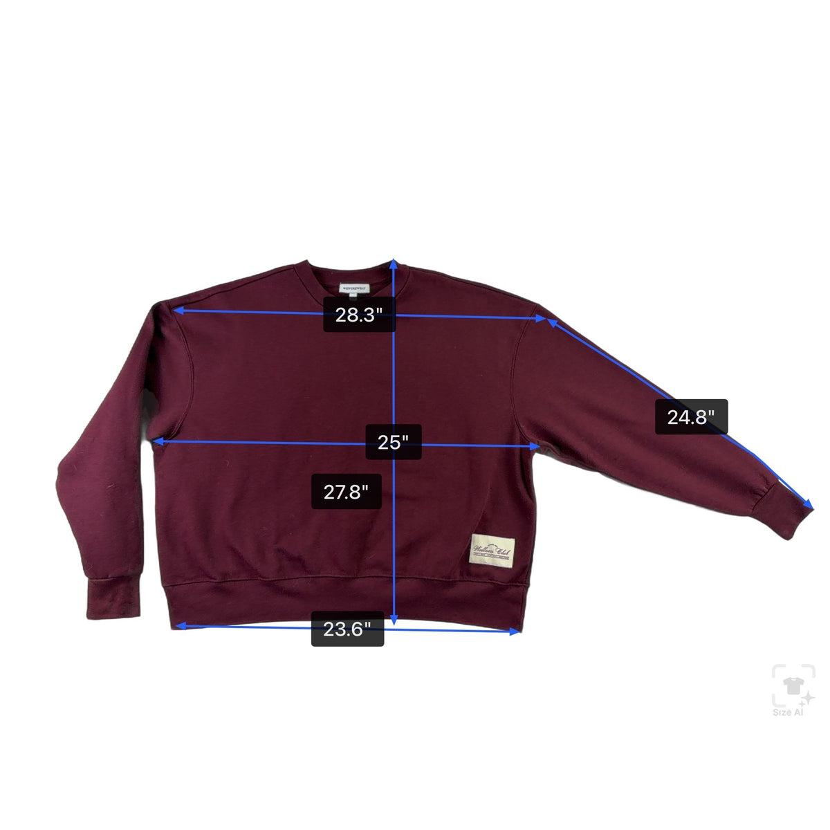 WeWoreWhat Womens Burgundy Cotton Blend Oversized Crewneck Sweatshirt Size XL