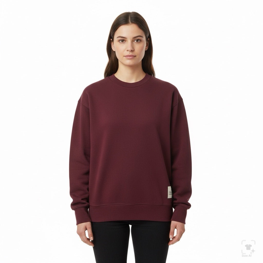 WeWoreWhat Womens Burgundy Cotton Blend Oversized Crewneck Sweatshirt Size XL