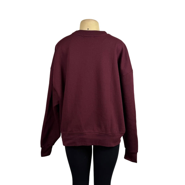 WeWoreWhat Womens Burgundy Cotton Blend Oversized Crewneck Sweatshirt Size XL