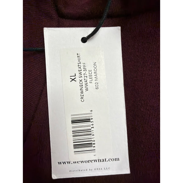 WeWoreWhat Womens Burgundy Cotton Blend Oversized Crewneck Sweatshirt Size XL