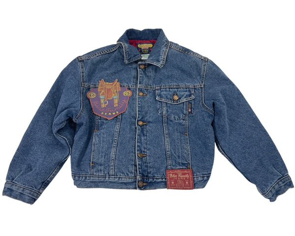 Vtg United Colors of Benetton Blue Family Jeans Denim Jacket Youth Sz M - New