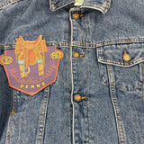 Vtg United Colors of Benetton Blue Family Jeans Denim Jacket Youth Sz M - New
