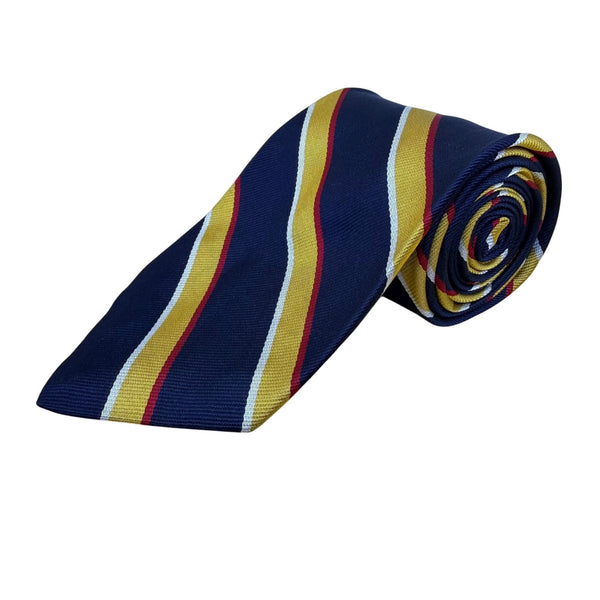 Vintage Brooks Brothers Navy Gold 100% Silk Striped Tie Woven In England