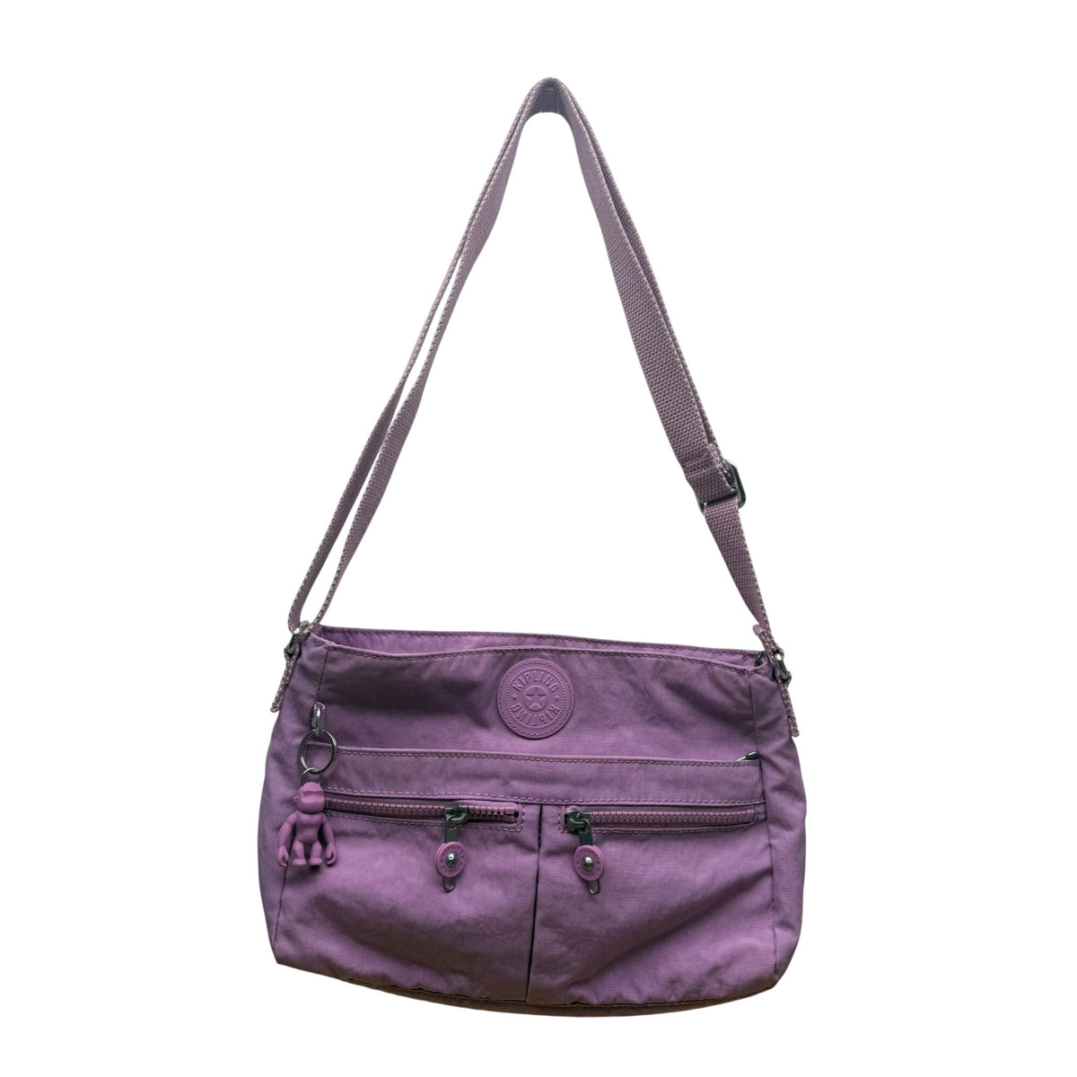 Kipling Womens Purple Nylon Crossbody Bag Adjustable Strap Zipper Pockets Lightweight