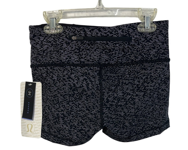 Lululemon Womens Black & White High-Rise Athletic Shorts Sz 4- New