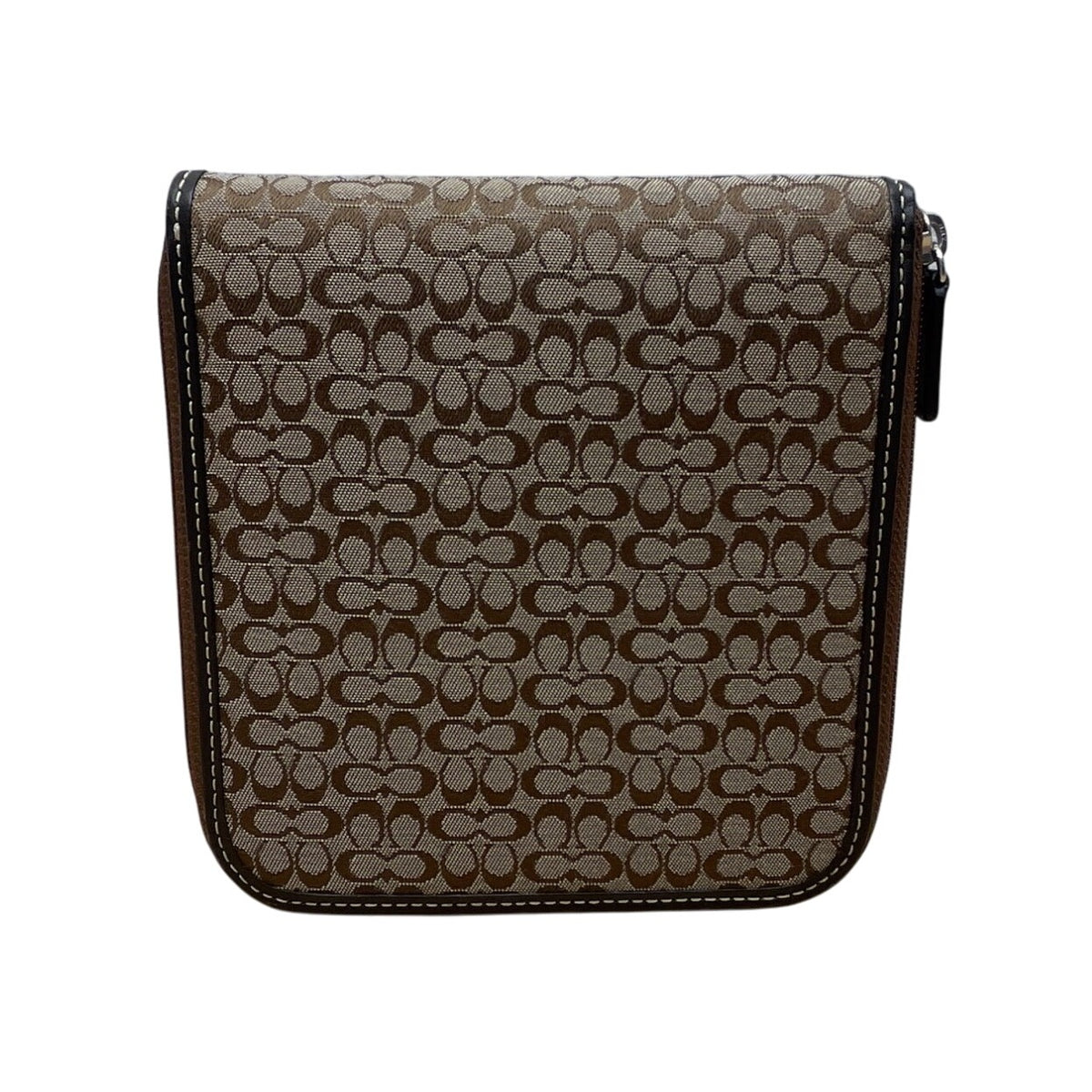 Coach Brown Signature Canvas & Leather Zip-Around CD Holder Wallet  Size S