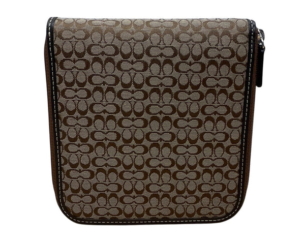Coach Brown Signature Canvas & Leather Zip-Around CD Holder Wallet  Size S