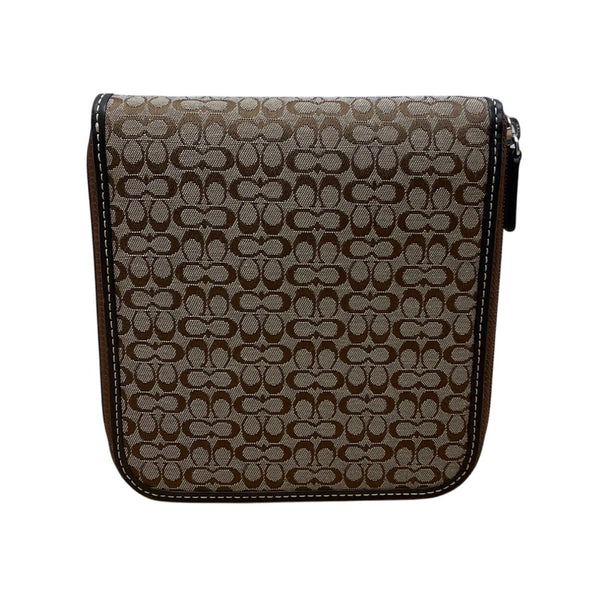 Coach Brown Signature Canvas & Leather Zip-Around CD Holder Wallet  Size S