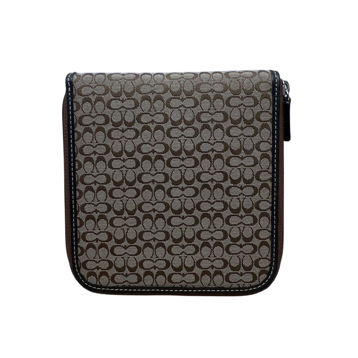 Coach Brown Signature Canvas & Leather Zip-Around CD Holder Wallet  Size S