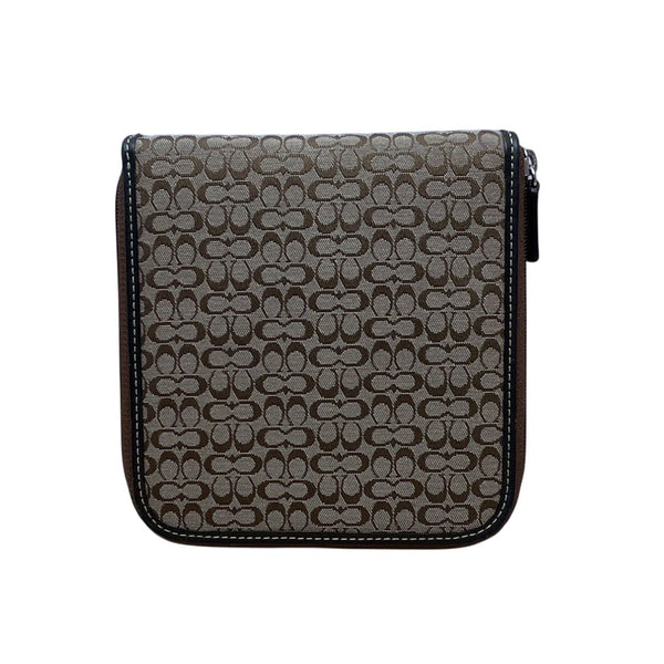 Coach Brown Signature Canvas & Leather Zip-Around CD Holder Wallet  Size S
