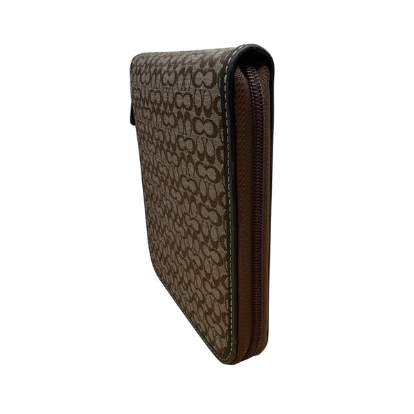 Coach Brown Signature Canvas & Leather Zip-Around CD Holder Wallet  Size S