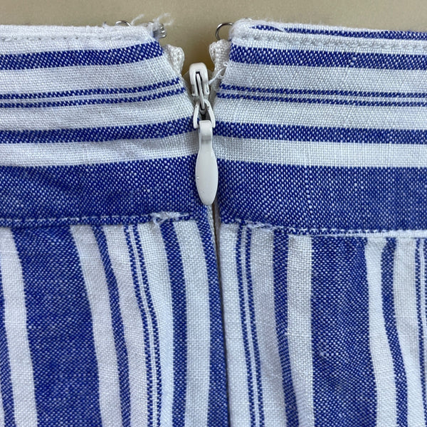 Loft Blue & White Striped Wrap Skirt With Ruffle Hem & Side Tie  Size 12