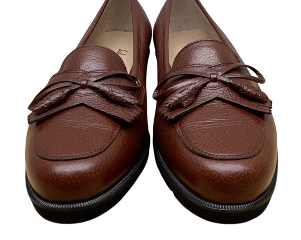 Salvatore Ferragamo Regolare Women’s Brown Pebbled Leather Loafers Sz 5B - New