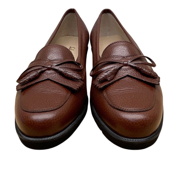 Salvatore Ferragamo Regolare Women’s Brown Pebbled Leather Loafers Sz 5B - New