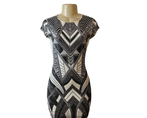 Express Womens Sequined Geometric Pattern Bodycon Dress Sz XS