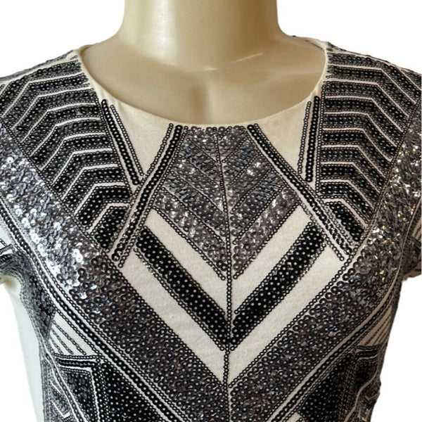 Express Womens Sequined Geometric Pattern Bodycon Dress Sz XS