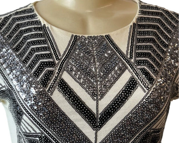 Express Womens Sequined Geometric Pattern Bodycon Dress Sz XS