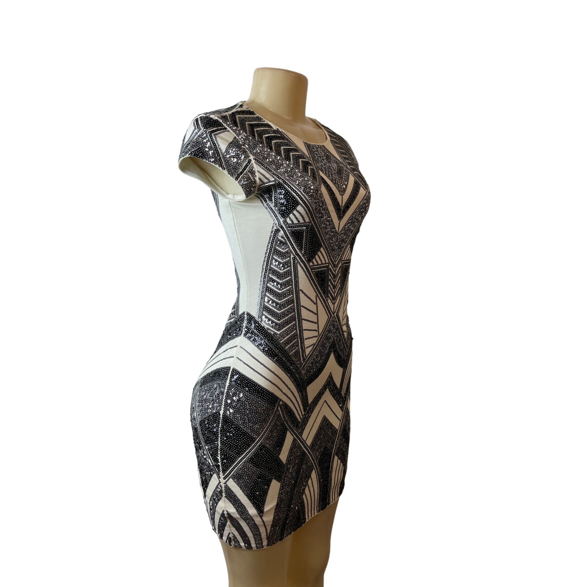 Express Womens Sequined Geometric Pattern Bodycon Dress Sz XS