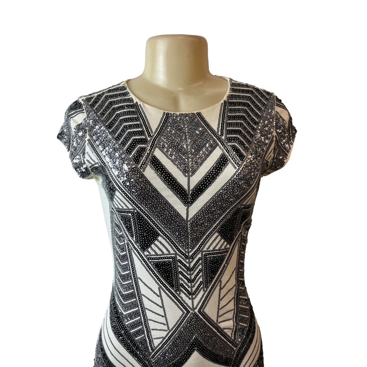 Express Womens Sequined Geometric Pattern Bodycon Dress Sz XS