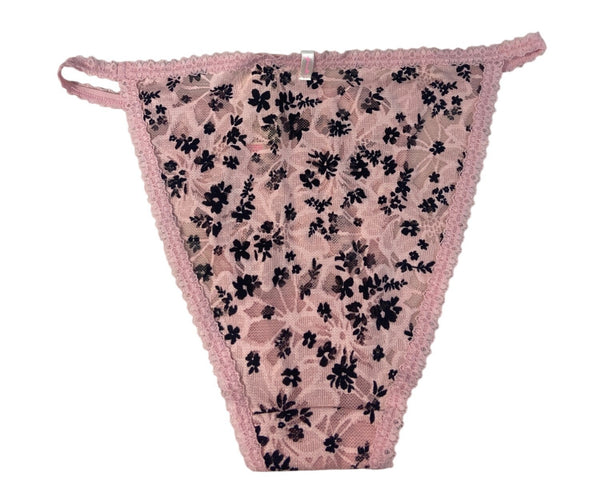 Pink Floral Lace Thong Size Meduim - New with tags