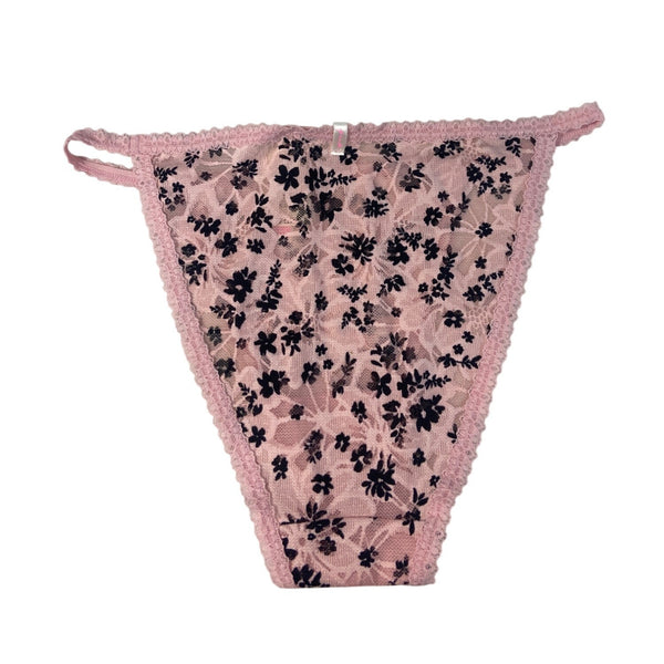 Pink Floral Lace Thong Size Meduim - New with tags